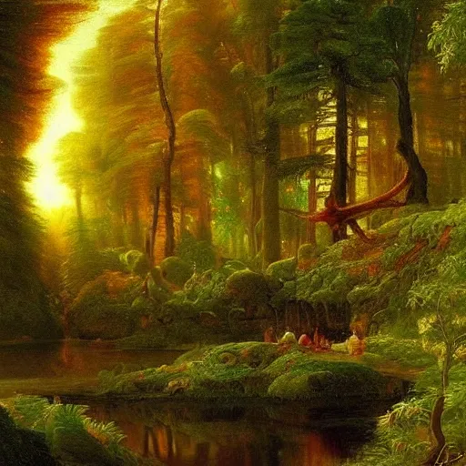 Prompt: magic finnish forest, by thomas cole, fantasy art, intricate details
