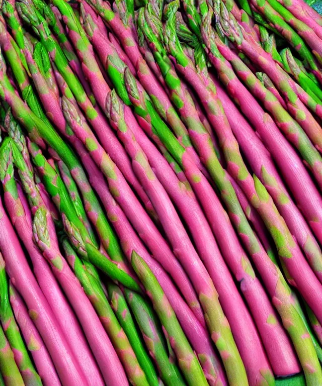 Image similar to pink asparagus, photorealistic