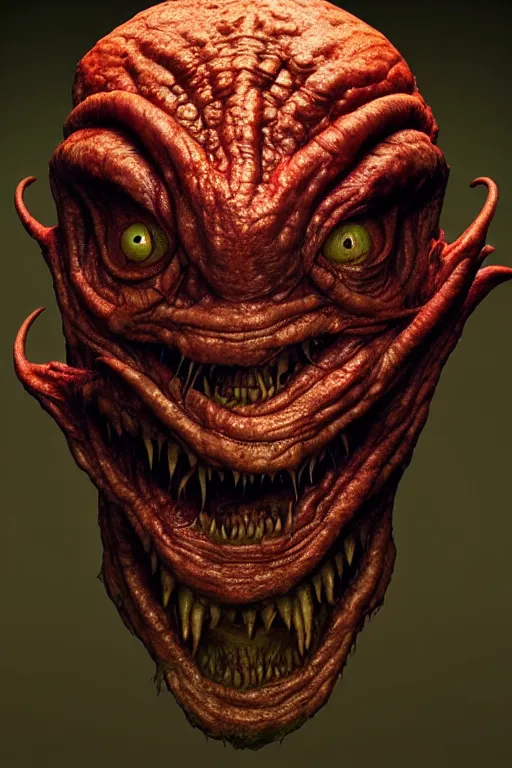 Image similar to perfectly - centered horror portrait - photograph of a brutal scary terrifying ugly monstrous alien goblin creature real life portrait by beksinski and jean delville, slimy pus oozing specular, unreal engine 5, photorealism, hd quality, 8 k resolution, cinema 4 d, hdr dramatic cinematic lighting