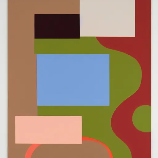 Image similar to A phone, painting in the style of Sophie Taeuber-Arp and Gary Hume and Tatsuro Kiuchi, flat colour-block style, geometric abstraction, earthy light pastel colours