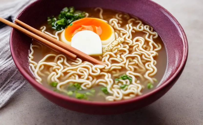 Prompt: a bowl of ramen soup, natural light, cinematic lighting, 8 k