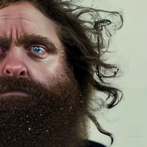 Image similar to hyperrealistic zach galifianakis evaporating into dust in the wind, stunning 3 d render inspired by istvan sandorfi & greg rutkowski & mike judge, perfect symmetry, dim volumetric cinematic lighting, 8 k octane comprehensive render, extremely mega hyper - detailed and lifelike attributes & atmosphere, intricate, realistic flesh texture, masterpiece, artstation, stunning,