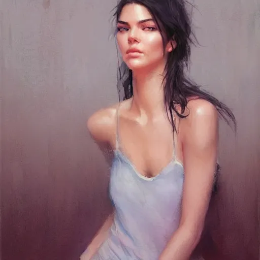 Image similar to Kendall Jenner by RossDraws by Richard Schmid by Jeremy Lipking by moebius by atey ghailan