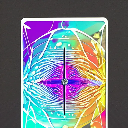 Prompt: datamosh fractalized tarot card sleeve