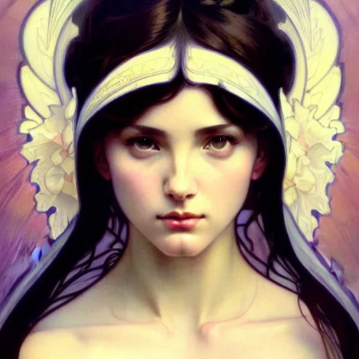 Prompt: a beautiful portrait of a beautiful angel with a beautiful face, by ross tran!! and alphonse mucha and greg rutkowski! and gustav dore! and artgerm!!, in style of digital art illustration. symmetry. highly detailed face. fantasy, smooth, hyper detailed, sharp focus, soft light. trending on artstation. 4 k