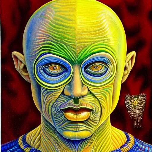 Prompt: Alex Grey painting of Lemonus, the lemon god of citrus, highly detailed, symmetrical, trending on artstation