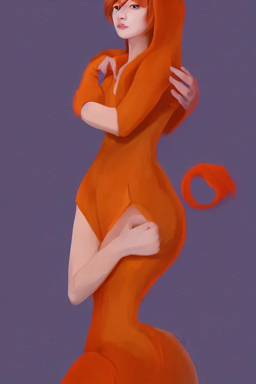 Prompt: beautiful aesthetic full body digital illustration of a seductive young woman wearing an orange tabby cat costume by wlop and Julia Razumova, deviantArt, trending on artstation, artstation HQ