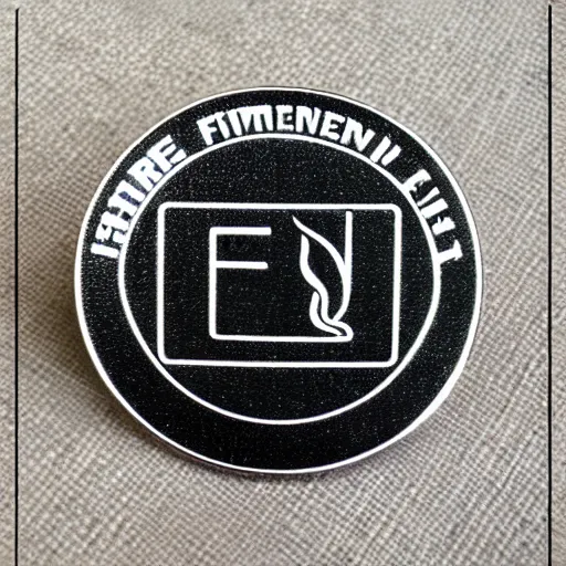 Image similar to minimalistic clean enamel pin of fire flame warning label, retro design