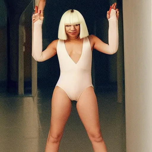 Image similar to sia furler wearing a leotard photoshoot