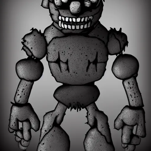 Creepy animatronic in anime art style