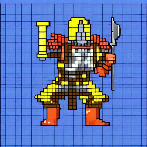 Prompt: sprite of a knight with armor sword and shield, dungeons and dragons game spritesheet, isometric, detailed, pixel art, full turn around