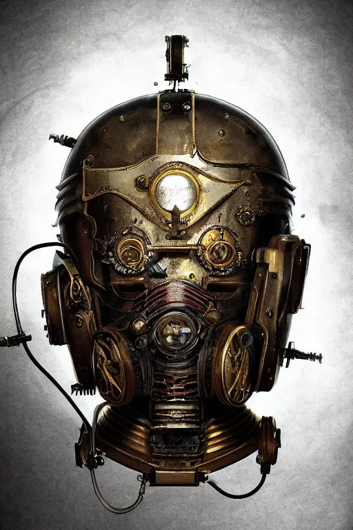 Image similar to steampunk helmet fantasy art mask robot ninja stylized digital illustration sharp focus, elegant intricate digital painting artstation concept art global illumination ray tracing advanced technology chaykin howard and campionpascale and cooke darwyn and davis jack