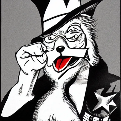 Image similar to fox animal dressed as uncle sam, ww 2 style propaganda poster