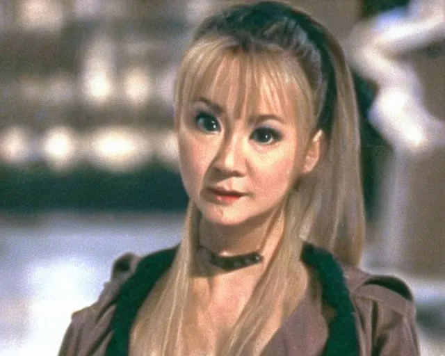 Prompt: cameo of jeannie form i dream of jeannie in the matrix ( 1 9 9 9 ), cinematic film still