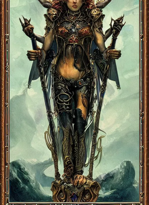 Prompt: tarot card frame _ by _ filipe _ pagliuso _ and _ justin _ gerard _ symmetric _ fantasy _ highly _ detailed _ realistic _ intricate _ port