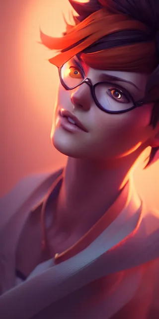 Prompt: tracer by charlie bowater and anna dittmann and artgerm and clemens ascher, intricate, elegant, orange and brown and peach mist, highly detailed, dramatic lighting, sharp focus, octane render, trending on artstation, artstationhd, artstationhq, unreal engine, 4 k, 8 k