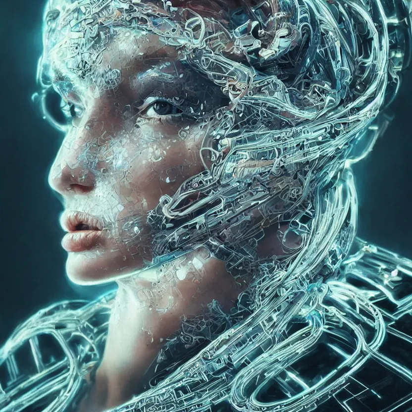 Image similar to a highly detailed photo of very intricate female face portrait, futurism, rococo cyber neon lighting, detailed futuristic fibonacci jewelry, profile posing, hyper photorealistic, crispy quality, digital photography, trending in pinterest, cinematic, 4 k ultra hd, art by pascal blanche, art by greg rutkowski, art by artgerm,