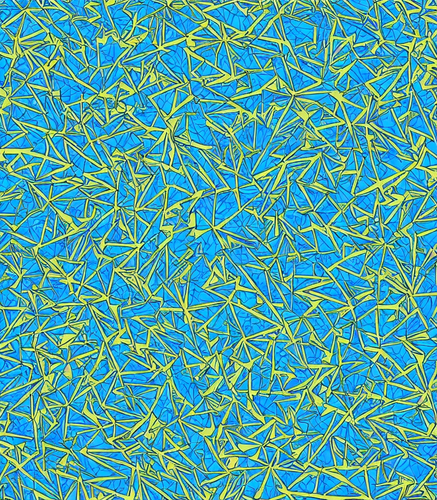 Prompt: a beautiful, symmetric pattern by andy warhol, blue color scheme, abstract art, cyan colors, gold highlights