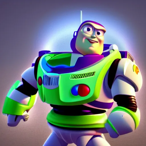 Image similar to Buzz Lightyear as an Autobot from Transformers, ultra high quality render, ray tracing, reflections, dramatic lighting
