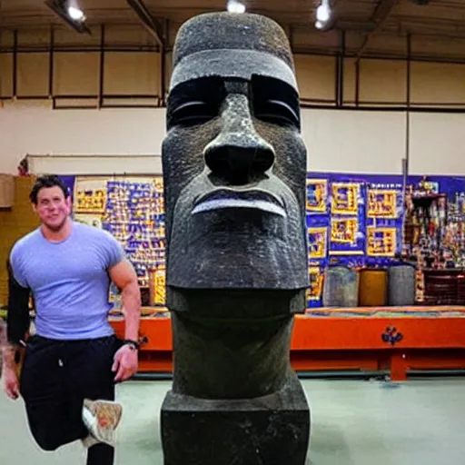 Prompt: Easter island head statue of Shaquille O'Neal