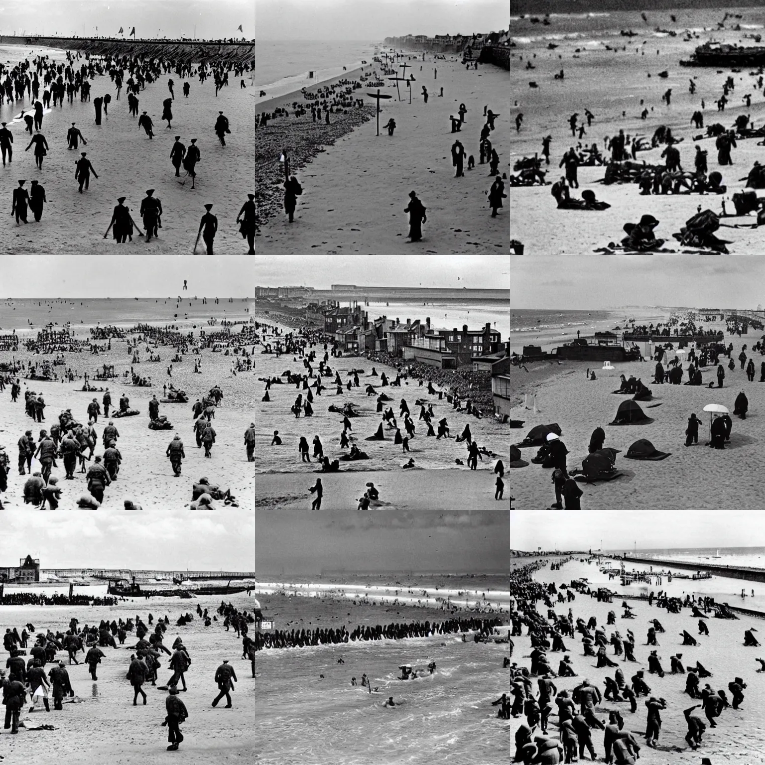 Prompt: d - day landings, broadstairs beach in thanet, 1 9 4 4