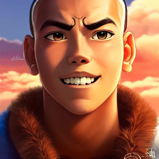 Image similar to beautiful serene intricate portrait of sokka from avatar the last airbender, smiling softly, relaxing on the beach, golden hour, soft focus, 8 k, art by irakli nadar, hyperrealism, hyperdetailed, ultra realistic