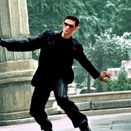 Image similar to Live Action Still of Jerma in The Matrix, real life, hyperrealistic, ultra realistic, realistic, highly detailed, epic, HD quality, 8k resolution, body and headshot, film still