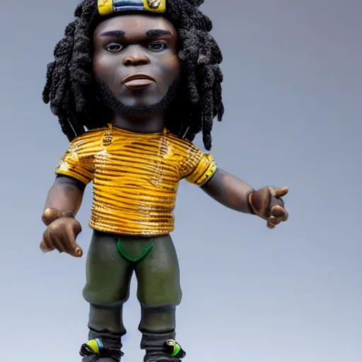 Image similar to burna boy figurine, detailed product photo,