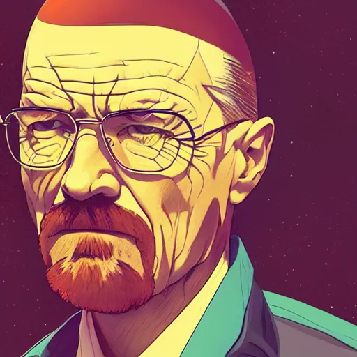 Prompt: ⁠portrait of Walter White, New Mexican desert background, rich vivid colors, ambient lighting, dynamic lighting, 4k, HQ, official media, anime key visual, makoto shinkai, ilya kuvshinov, lois van baarle, rossdraws, detailed, trending on artstation