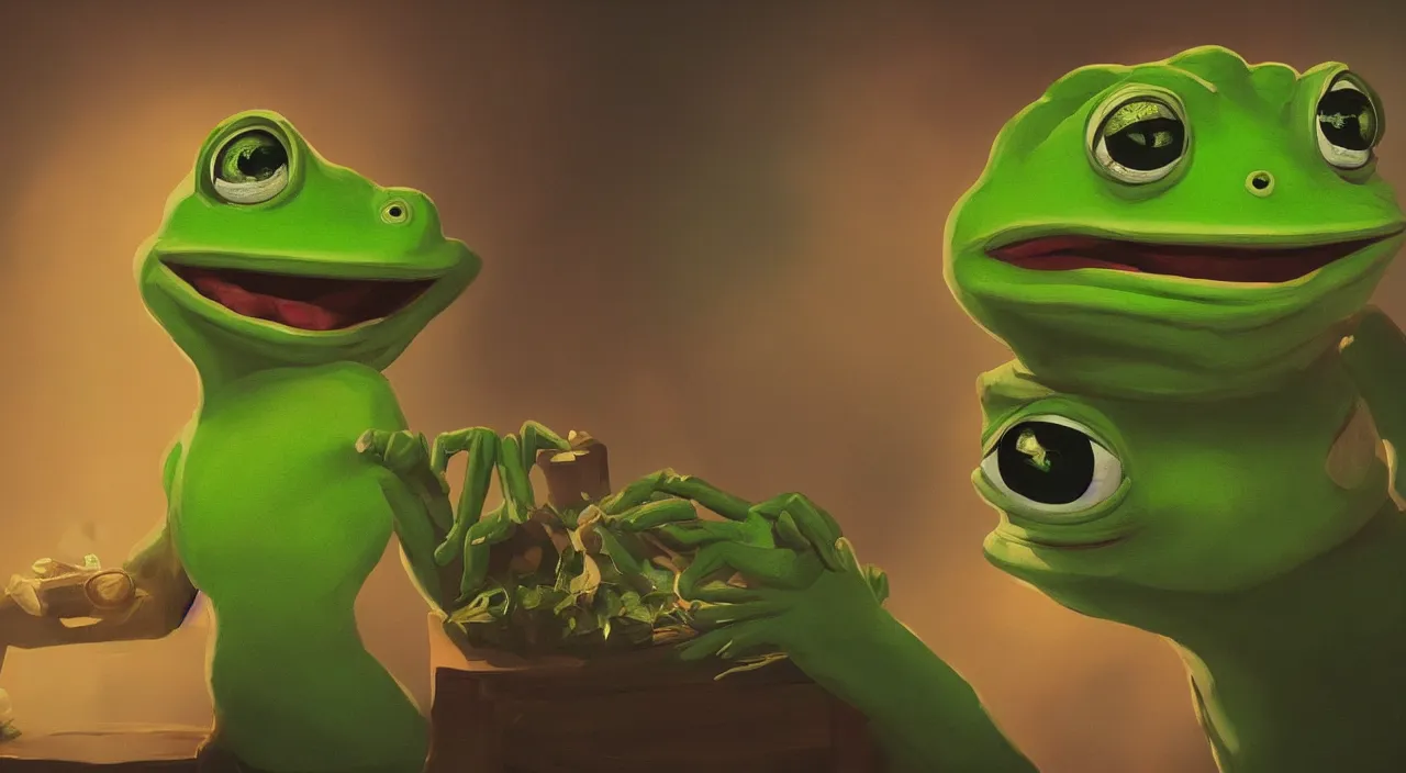 Prompt: pepe the frog as president, highly-detailed, elegant, dramatic lighting, artstation, 4k, cinematic landscape