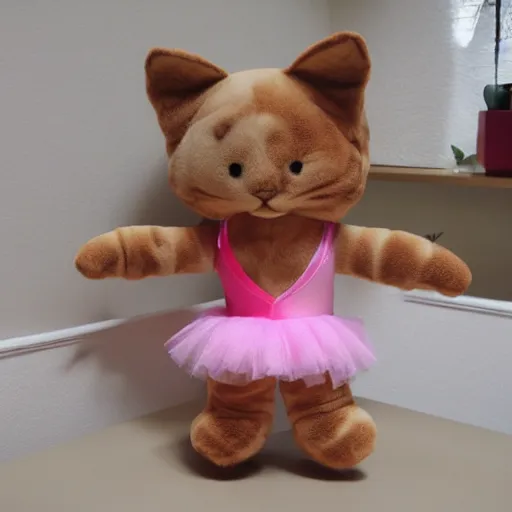 Image similar to plush cat toy dressed as a ballerina