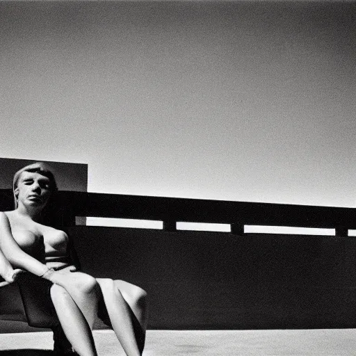 Image similar to a photograph by helmut newton and edward hopper