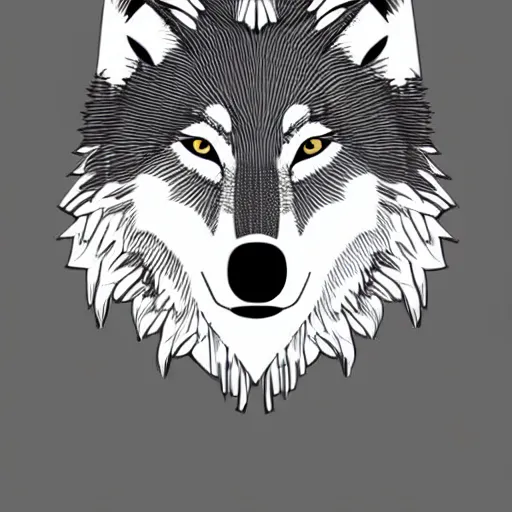 Prompt: wolf template base, digital line-art, full-body sideways view, simple, black and white, high quality, HD, 8K