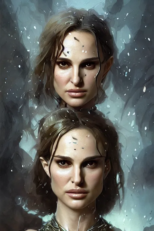 Image similar to natalie portman, legendary warrior, heroic, lord of the rings, tattoos, decorative ornaments, battle armor, by carl spitzweg, ismail inceoglu, vdragan bibin, hans thoma, greg rutkowski, alexandros pyromallis, perfect face, fine details, realistic shading photorealism