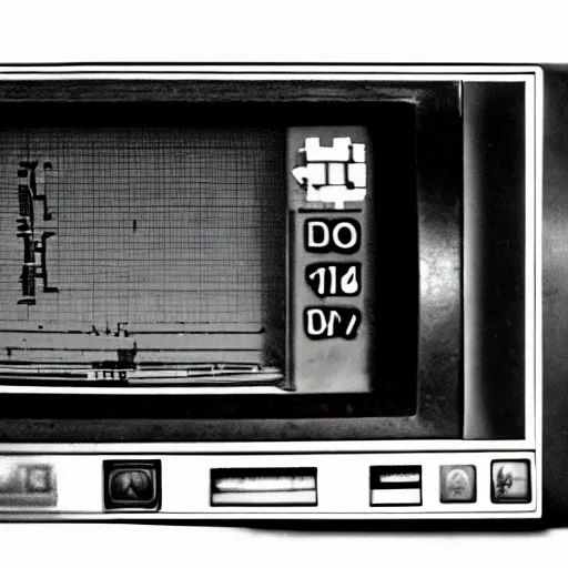 Image similar to emergency nuclear bomb warning broadcast on a crt tv, 8 0 mm