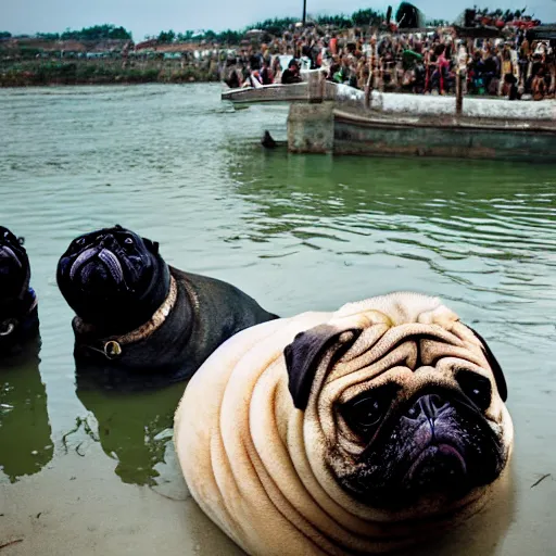 Image similar to a Walrus-Pug Hybrid, A Walrus that looks like a pug, huge tusks, afternoon hangout, good times photograph, candid