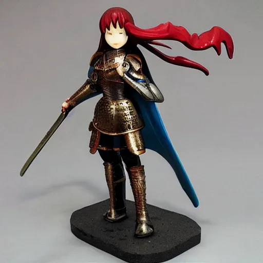 Image similar to girl with medieval armor sad mart city of night series figurine toy design