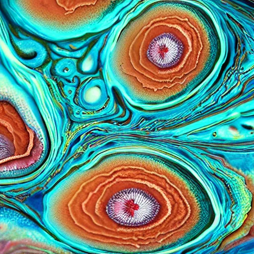 Image similar to photorealistic, extreme macro focus stacking. nikon's small world. coral polyp. intricate, detailed acrylic pour by beeple