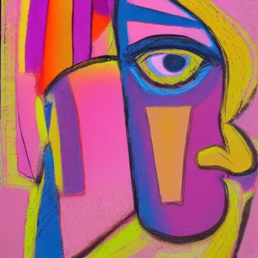 Prompt: abstract face, balanced composition, pastel colors, rich details, coarse paper, Aoshima, Caulfield, Earle, DeLunay