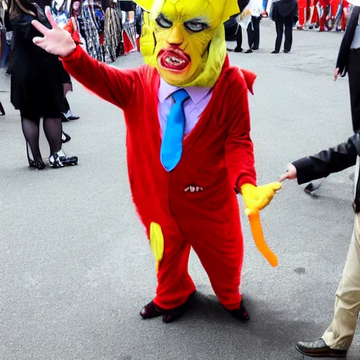 Prompt: donald trump in a child's devil costume