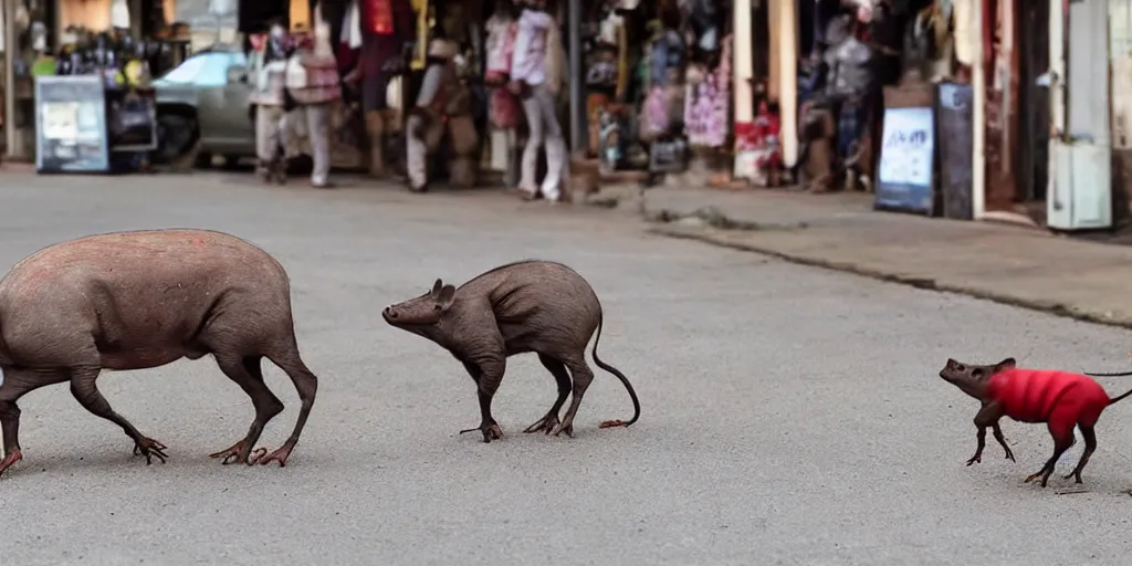 a warthog and a thinly pressed rat regretfully leaving | Stable ...