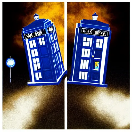 Image similar to image of 10th doctor and tardis