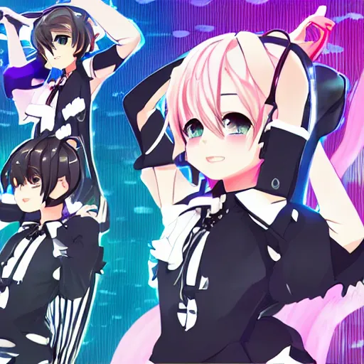 Image similar to new vocaloid 6 ai voicebank release, official illustration