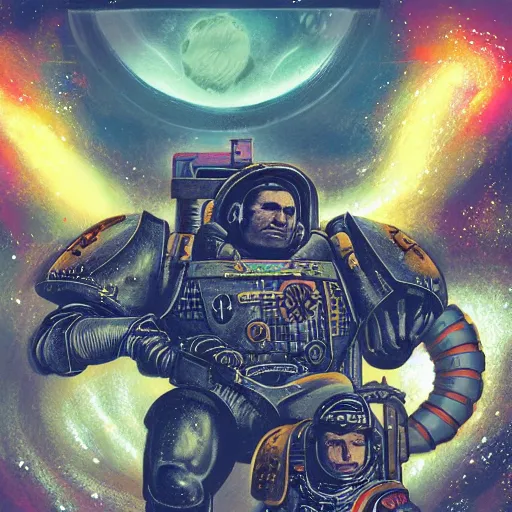 Prompt: space marine, solarpunk, illustration