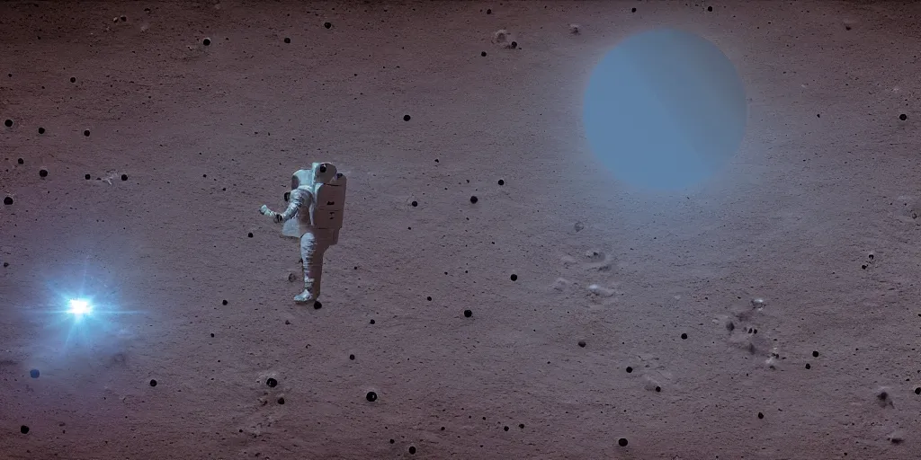 Image similar to astronauts find a coral reef on the moon. 4 k film still image. christopher nolan. in the style of interstellar. lens flare