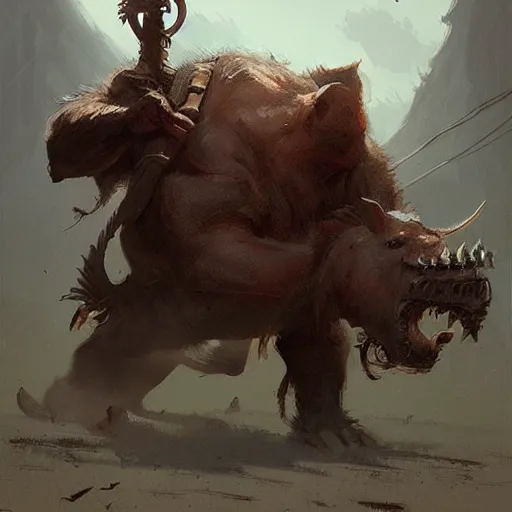 Image similar to 🐗, digital Art, artstation, Greg rutkowski, Trending artstation,