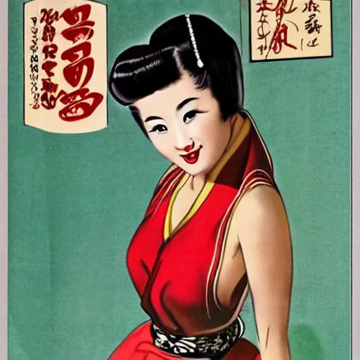 Prompt: asian pinup