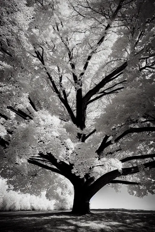 Prompt: growing tree, long exposure, infrared photography