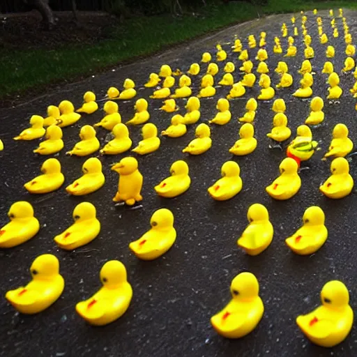 Image similar to An army of rubber ducks