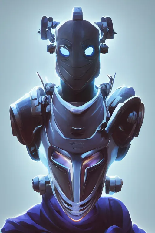 Image similar to epic mask helmet robot ninja portrait stylized as fornite style game design fanart by concept artist gervasio canda, behance hd by jesper ejsing, by rhads, makoto shinkai and lois van baarle, ilya kuvshinov, rossdraws global illumination radiating a glowing aura global illumination ray tracing hdr render in unreal engine 5